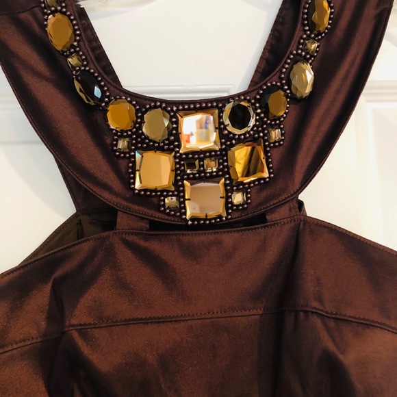 Adrianna Papell Bronze Jeweled Dress size 6 - Picture 2 of 5